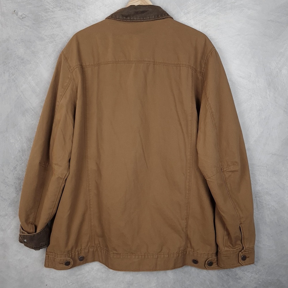 Jeremiah Barn Coat Mens XL Brown Canvas Lined Corduroy Collar Snap Workwear - Picture 9 of 16